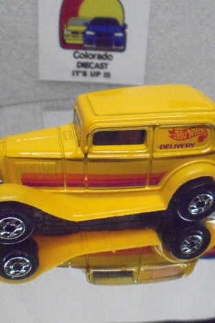 Loose Hot Wheels Yellow '32 Sedan Delivery Purple Stripe w/Blackwalls