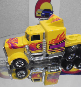 Loose Hot Wheels Yellow Long Shot Semi w/Blackwalls