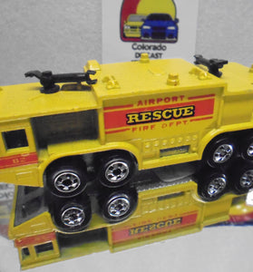 Loose Hot Wheels Yellow Airport Rescue Truck w/Blackwalls