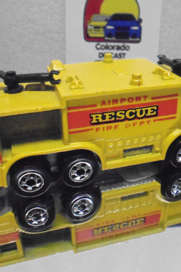 Loose Hot Wheels Yellow Airport Rescue Truck w/Blackwalls