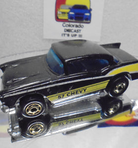 Loose Hot Wheels Black '57 Chevy Bel Air w/GHO's