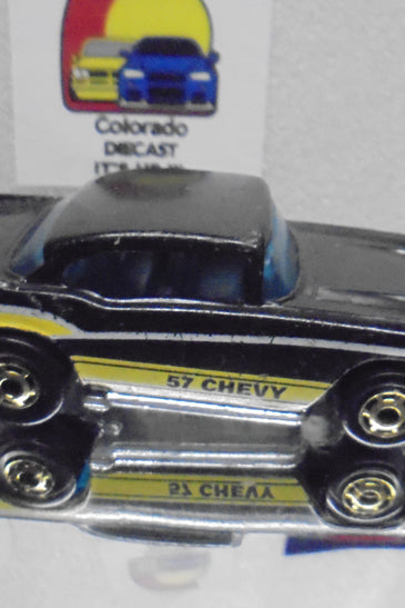 Loose Hot Wheels Black '57 Chevy Bel Air w/GHO's