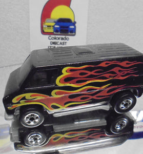 Loose Hot Wheels Black w/Flames Super Van w/Blackwalls