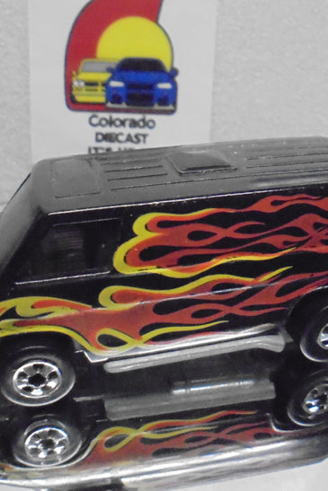 Loose Hot Wheels Black w/Flames Super Van w/Blackwalls