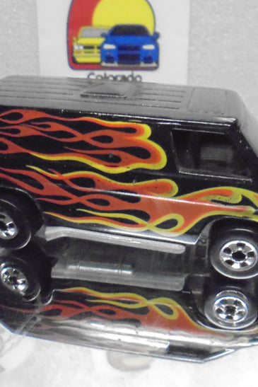 Loose Hot Wheels Black w/Flames Super Van w/Blackwalls
