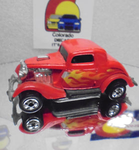 Loose Hot Wheels Red w/Flames 3-Window'34 Ford w/Blackwalls