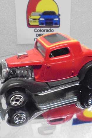 Loose Hot Wheels Red Hot Rod 3-Window '34 Ford w/Blackwalls