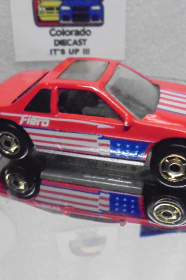 Loose Hot Wheels Red Pontiac Fiero w/GHO's  Flag on Hood