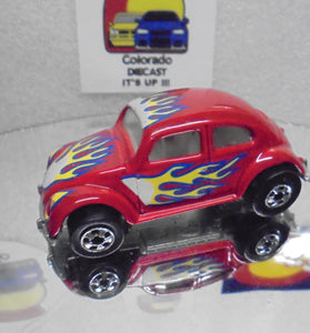 Loose Hot Wheels Red w/Flames Volkswagen Bug w/Blackwalls