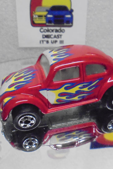 Loose Hot Wheels Red w/Flames Volkswagen Bug w/Blackwalls