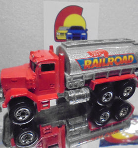 Loose Hot Wheels Red Railroad Peterbilt Tanker Truck w/Blackwalls
