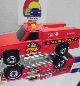 Loose Hot Wheels Red Rescue Ranger Truck w/Blackwalls