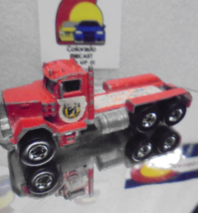 Loose Hot Wheels Red Peterbilt Truck w/Blackwalls & Playwear