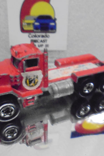 Loose Hot Wheels Red Peterbilt Truck w/Blackwalls & Playwear