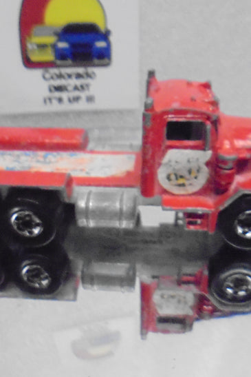Loose Hot Wheels Red Peterbilt Truck w/Blackwalls & Playwear