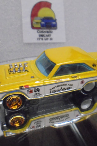 LOOSE HOT WHEELS YELLOW EAST BOUND & CROWNED '65 DODGE CORONET w/RR'S