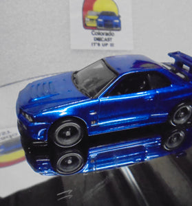 LOOSE HOT WHEELS BLUE NISSAN SKYLINE GT-R (R34) w/RR'S