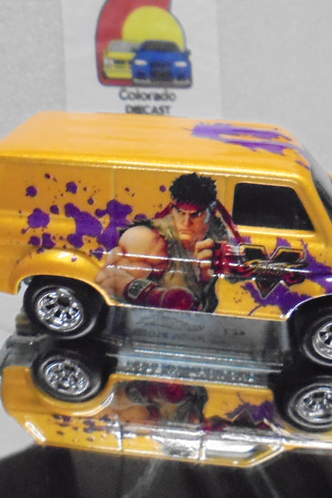 LOOSE HOT WHEELS YELLOW STREET FIGHTER FORD TRANSIT VAN w/RR'S