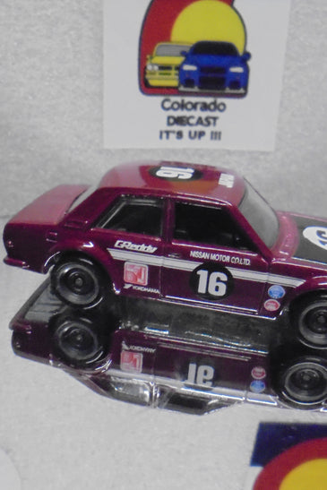 LOOSE HOT WHEELS MAROON DATSUN BLUEBIRD 510 w/RR'S