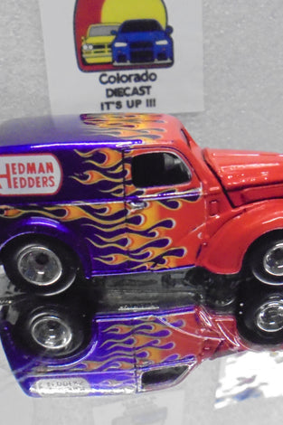 LOOSE HOT WHEELS  PURPLE/RED ANGLIA PANEL TRUCK w/RR'S