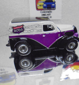 LOOSE HOT WHEELS  PURPLE/WHITE ANGLIA PANEL TRUCK w/RR'S