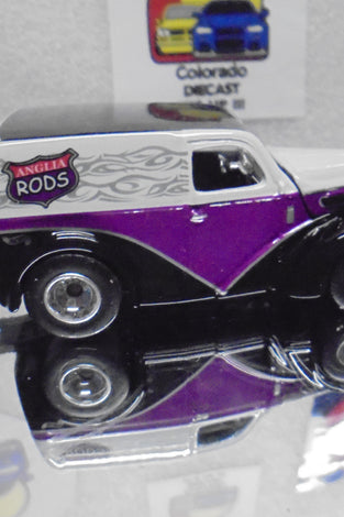 LOOSE HOT WHEELS  PURPLE/WHITE ANGLIA PANEL TRUCK w/RR'S