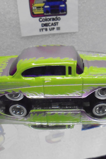 LOOSE HOT WHEELS GREEN '57 CHEVY BEL AIR CHASE w/RR'S WHITE INITIALS