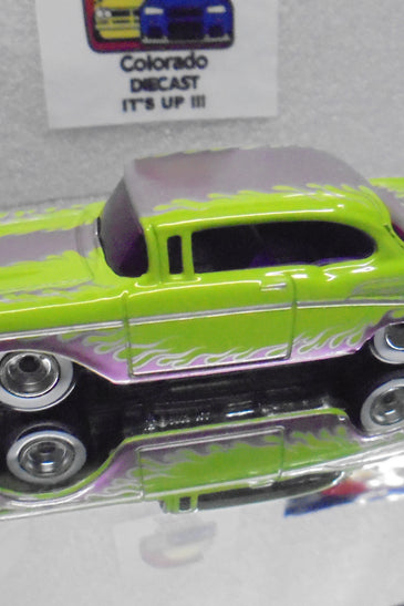 LOOSE HOT WHEELS GREEN '57 CHEVY BEL AIR CHASE w/RR'S WHITE INITIALS