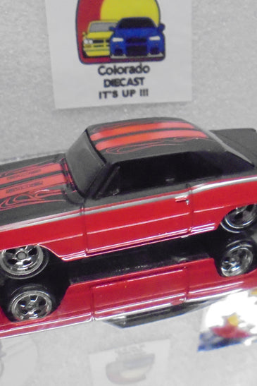 LOOSE HOT WHEELS BLACK/RED '66 CHEVY NOVA CHASE  w/RR'S WHITE POR INITIALS