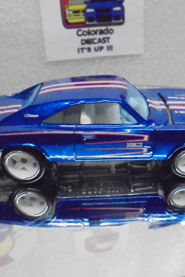 LOOSE HOT WHEELS BLUE 69 DODGE CHARGER CHASE w/RR'S WHITE POR INITIALS