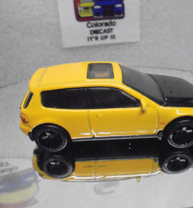 LOOSE HOT WHEELS YELLOW HONDA CIVIC EG w/RR'S