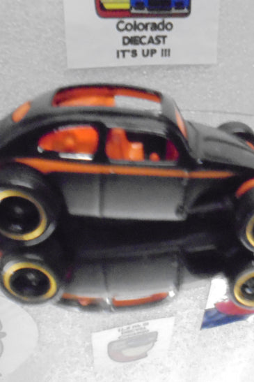 LOOSE HOT WHEELS CHASE BLACK VOLKSWAGEN DRAG BEETLE w/RR'S WHITE LW INITIALS