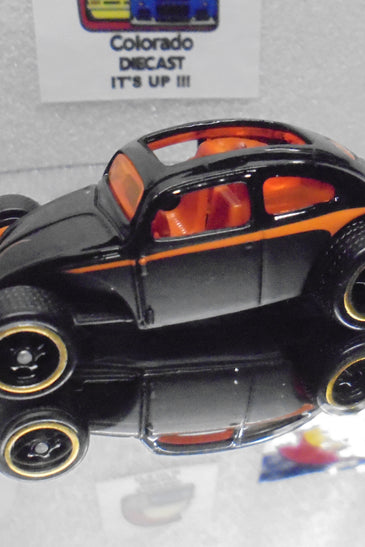 LOOSE HOT WHEELS CHASE BLACK VOLKSWAGEN DRAG BEETLE w/RR'S WHITE LW INITIALS