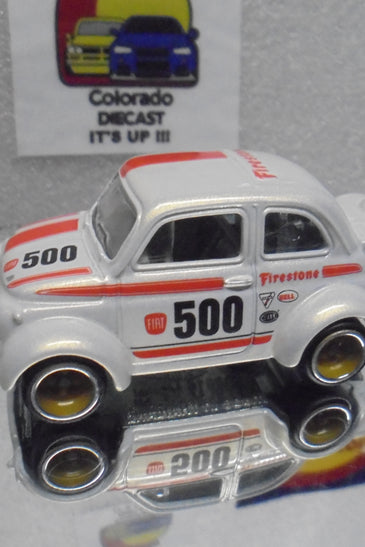 LOOSE HOT WHEELS WHITE 60'S FIAT 500D MODIFICADO w/RR'S