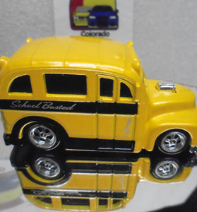 LOOSE HOT WHEELS YELLOW SCHOOL BUSTED CHASE w/LW WHITE INITIALS & RR'S