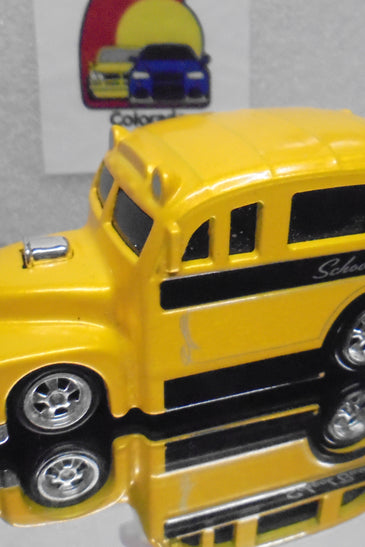 LOOSE HOT WHEELS YELLOW SCHOOL BUSTED CHASE w/LW WHITE INITIALS & RR'S