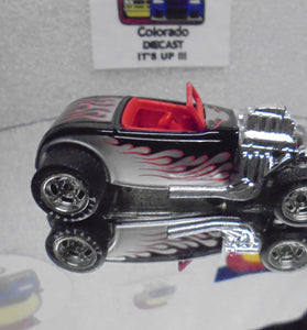 LOOSE HOT WHEELS BLACK w/FLAMES STREET RODDER w/REAL RIDERS