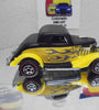 LOOSE HOT WHEELS BLACK/YELLOW w/FLAMES 3-WINDOW '34 FORD w/REDLINES