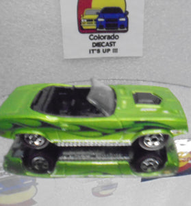 LOOSE HOT WHEELS GREEN w/FLAMES & REDLINES '70 PLYMOUTH BARRACUDA