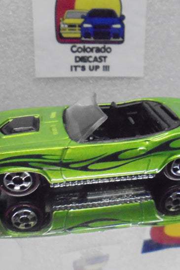 LOOSE HOT WHEELS GREEN w/FLAMES & REDLINES '70 PLYMOUTH BARRACUDA