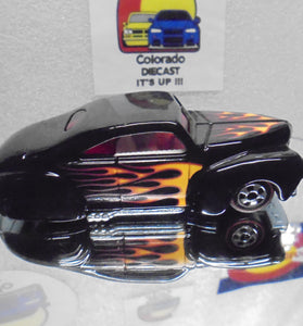 LOOSE HOT WHEELS BLACK w/FLAMES & REDLINES TAIL DRAGGER