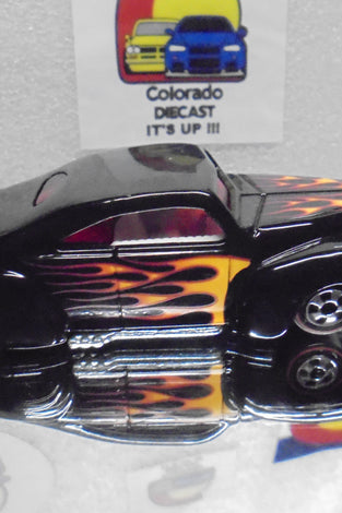 LOOSE HOT WHEELS BLACK w/FLAMES & REDLINES TAIL DRAGGER