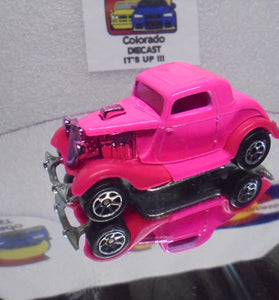 LOOSE HOT WHEELS PINK 3-WINDOW '34 FORD w/7 SPOKE WHEELS