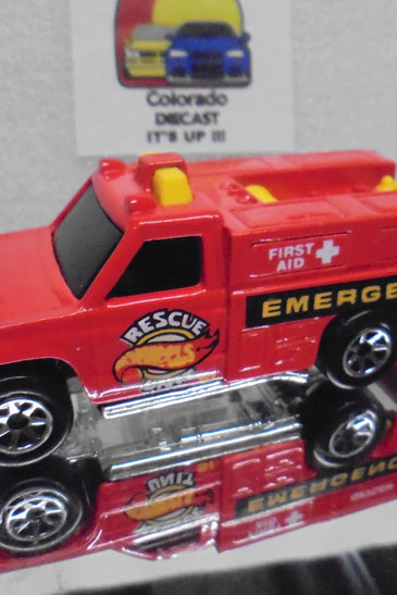 LOOSE HOT WHEELS RED RESCUE RANGER TRUCK w/7 SPOKE WHEELS