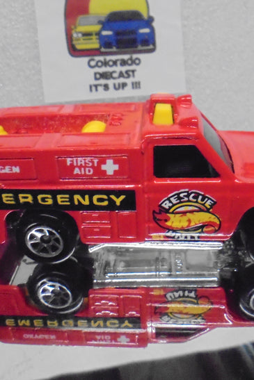 LOOSE HOT WHEELS RED RESCUE RANGER TRUCK w/7 SPOKE WHEELS