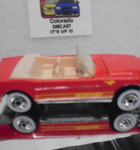 LOOSE HOT WHEELS RED '65 MUSTANG CONVERTIBLE w/WHITEWALLS