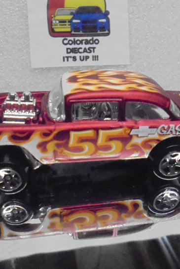 LOOSE HOT WHEELS RED w/FLAMES '55 CHEVY BEL AIR GASSER