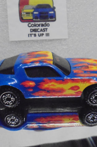 LOOSE HOT WHEELS BLUE w/FLAMES CAMARO Z-28 w/SCREECHER WHEELS