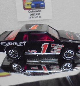 LOOSE HOT WHEELS BLACK #1 CHEVY STOCKER w/7 SPOKES