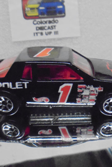 LOOSE HOT WHEELS BLACK #1 CHEVY STOCKER w/7 SPOKES